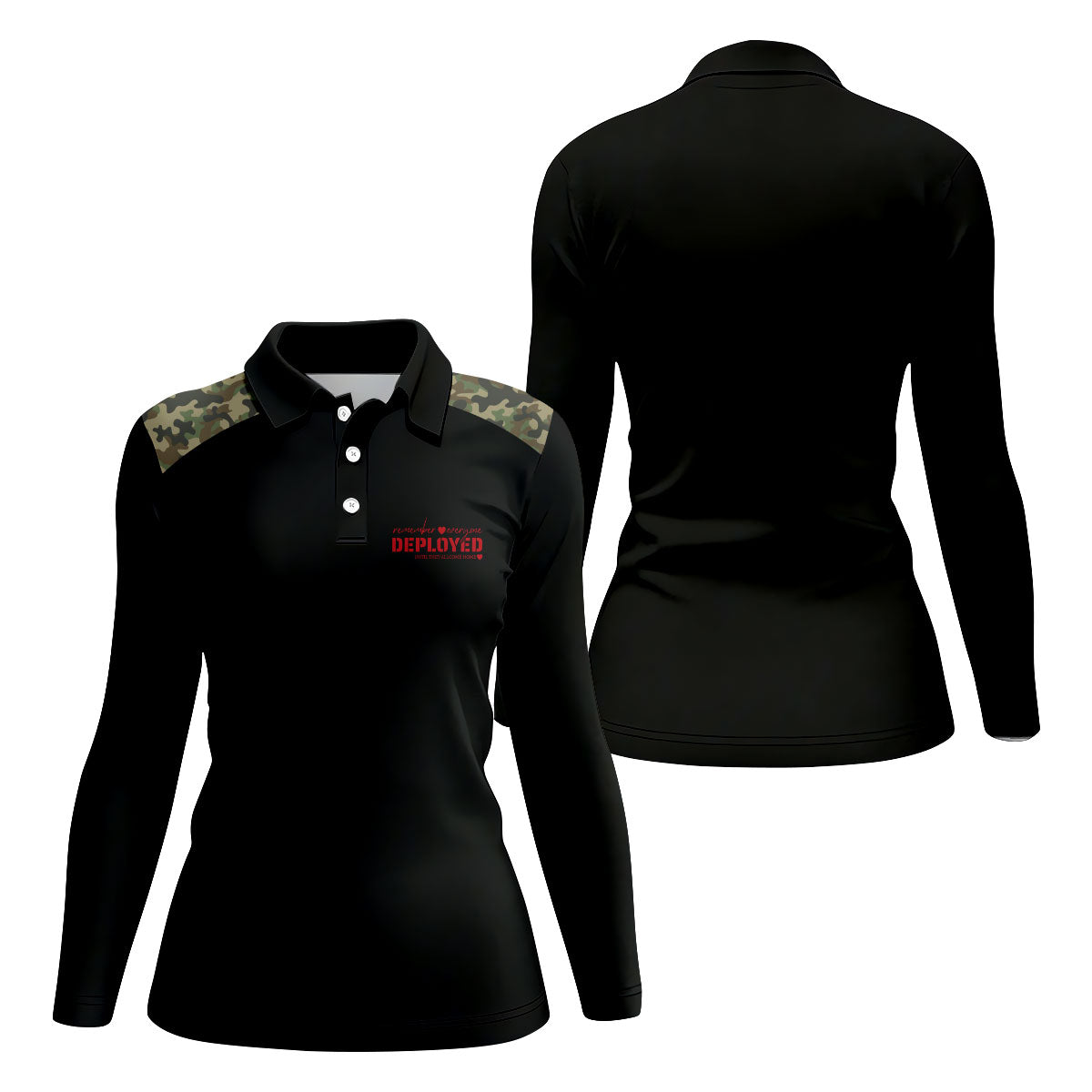 Remember Everyone Deployed Camo Black Patriotic 4th Of July Golf Shirt, 250th Anniversary Golf Shirt For Women