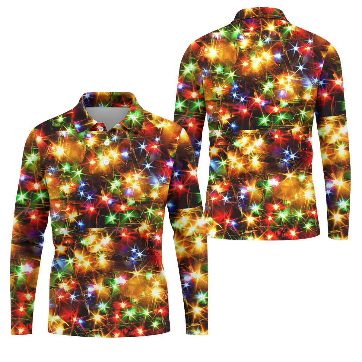 Sparkling Lights Christmas Golf Shirt, Mens Golf Shirts, Golf Apparel For Men