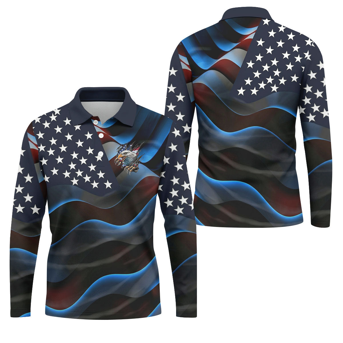 Gradient Stripes And Stars Patriotic 4th Of July Golf Shirt, 250 Years Golf Shirts For Men