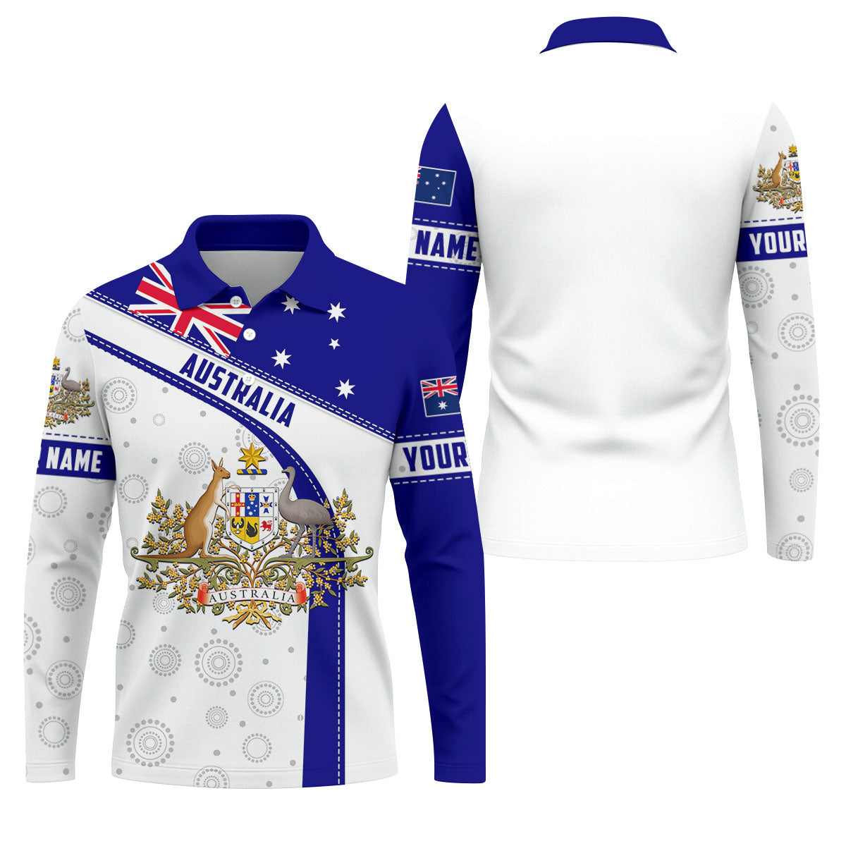Australian Coat Of Arms Golf Tops For Men, Australia Flag Print Polo Shirts For Men