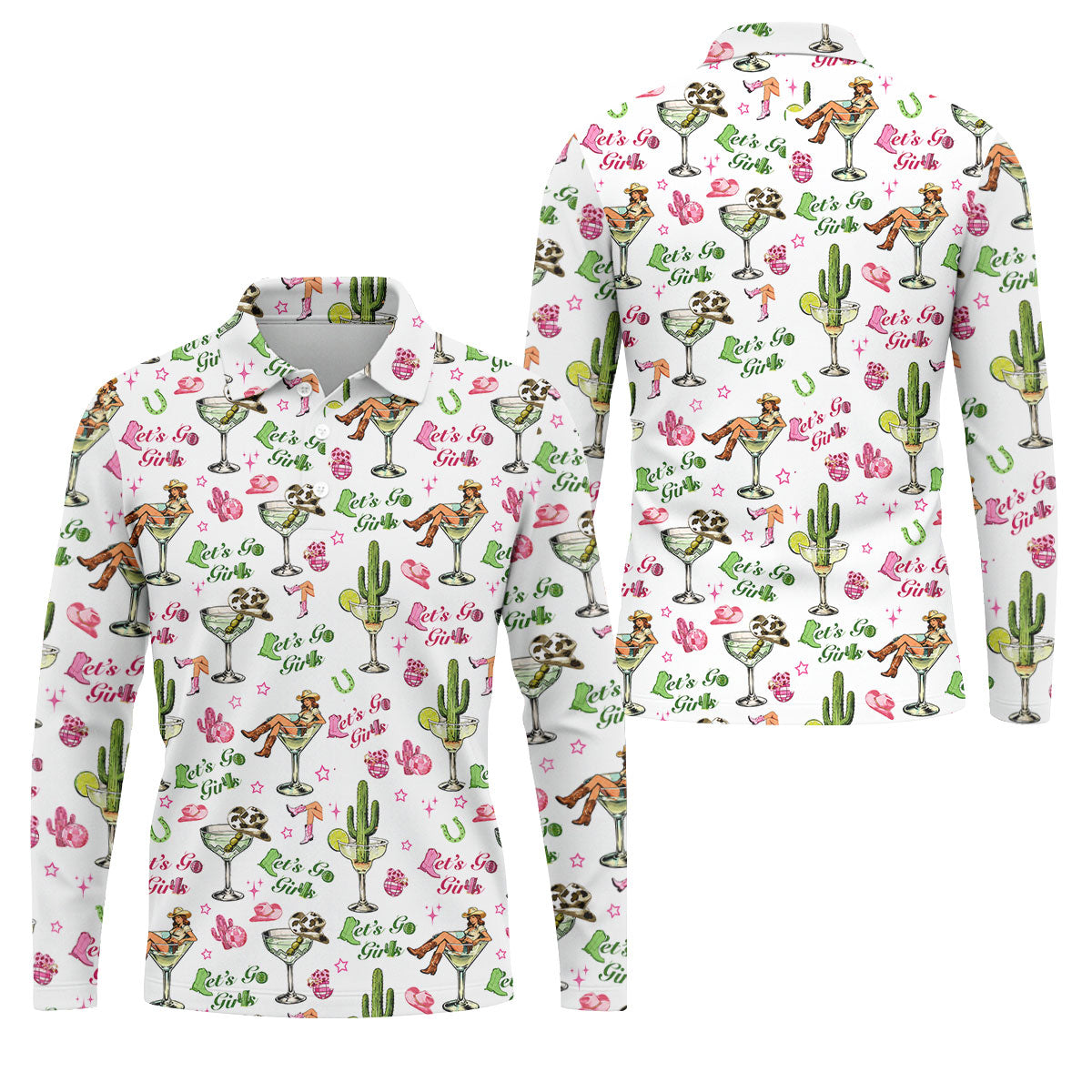 Let's Go Girls Cowgirl Margarita Golf Polo Shirt, Men's Golf Polo, Hawaiian Golf Shirt