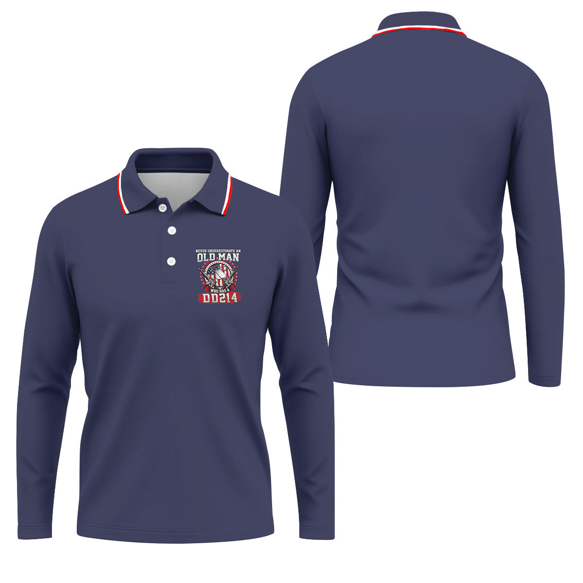 Never Underestimate An Old Man Who Was A DD214 Veterans Golf Shirts For Men, 250 Years Patriotic Golf Shirt