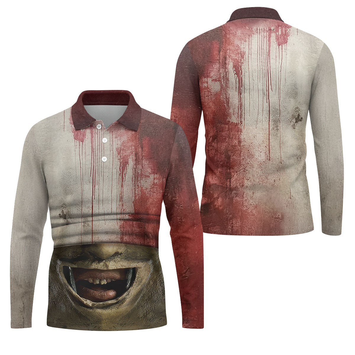Leather Mask Horror Character Halloween Polo Shirt, Mens Golf Shirts, Printed Golf Shirts