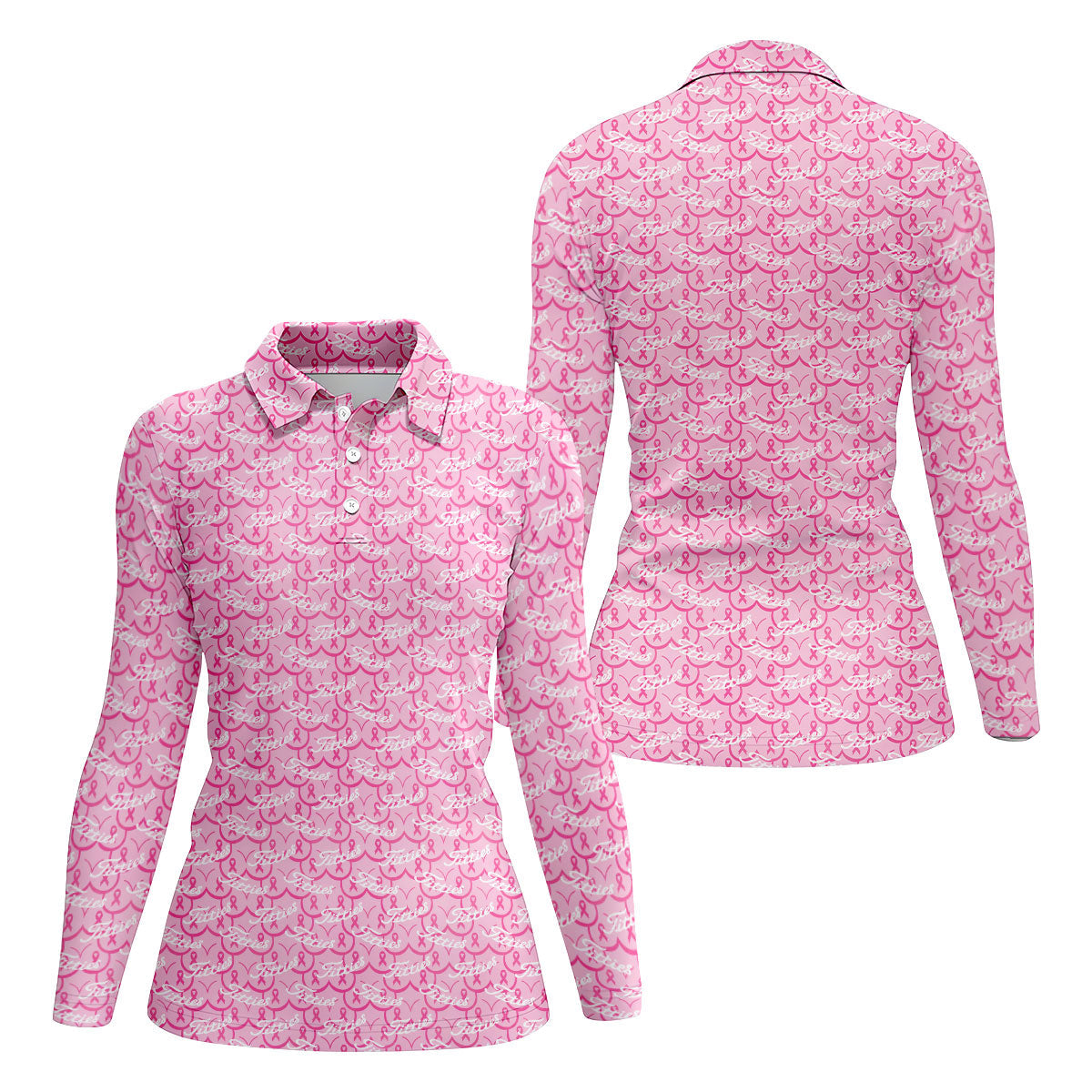 Titties Pink Ribbon Breast Cancer Polo Shirt, Golf Tops For Women, Printed Golf Shirt