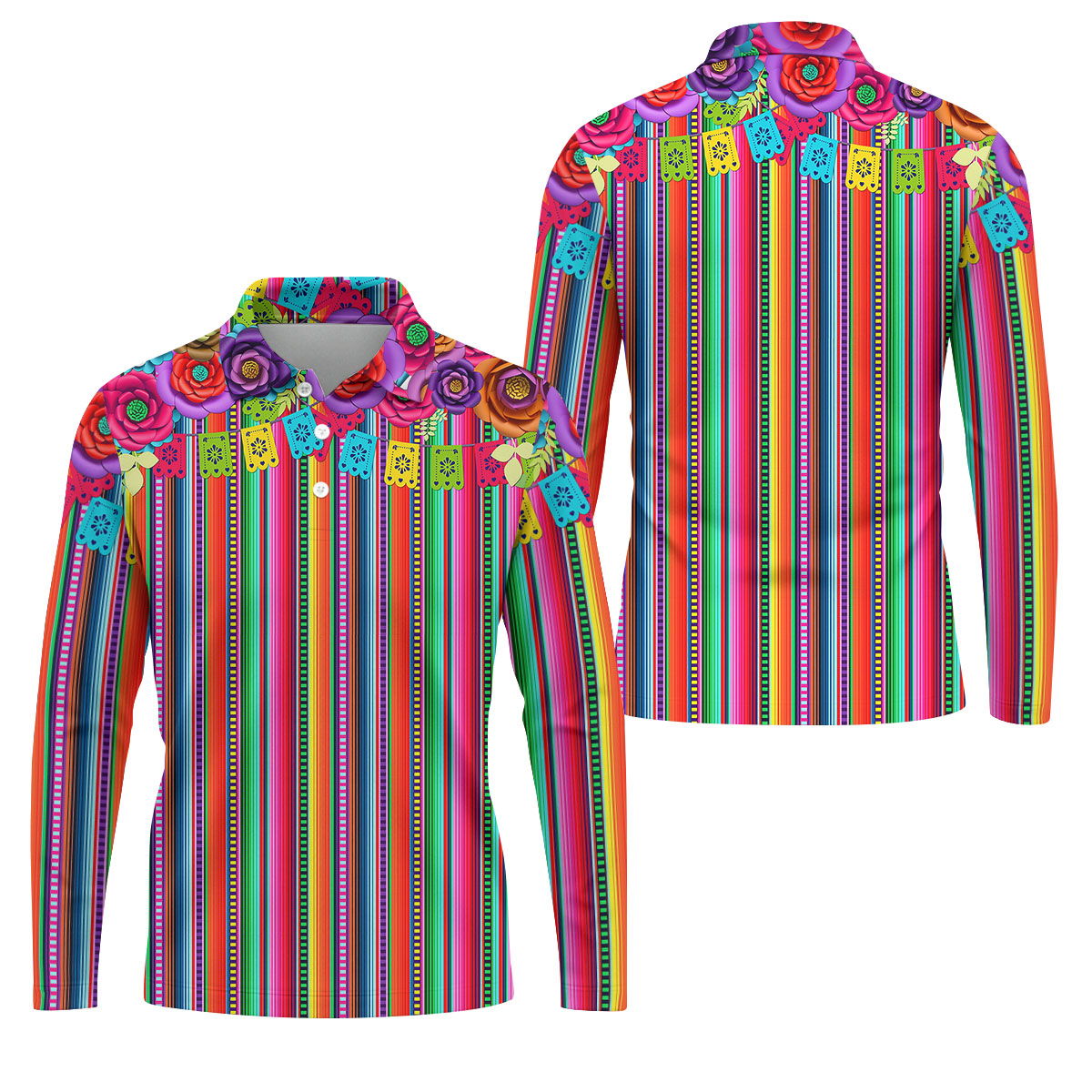 Mexican Serape Pattern Golf Tops For Men, Cinco De Mayo Celebration Golf Shirts For Men
