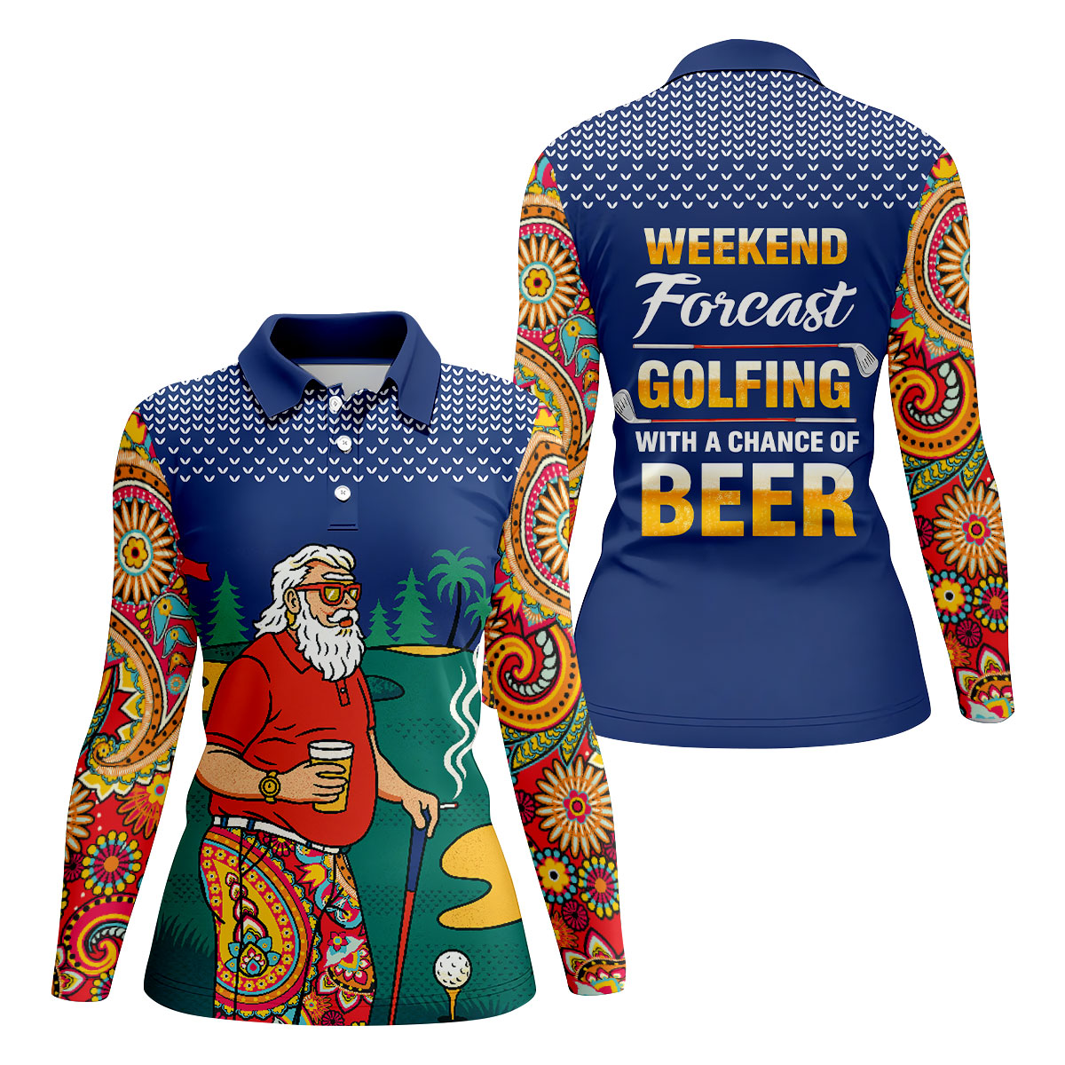 Funny Bearded Golfer Beer Lover Hawaiian Golf Shirt, Hawaiian Golf Shirt, Performance Golf Shirt