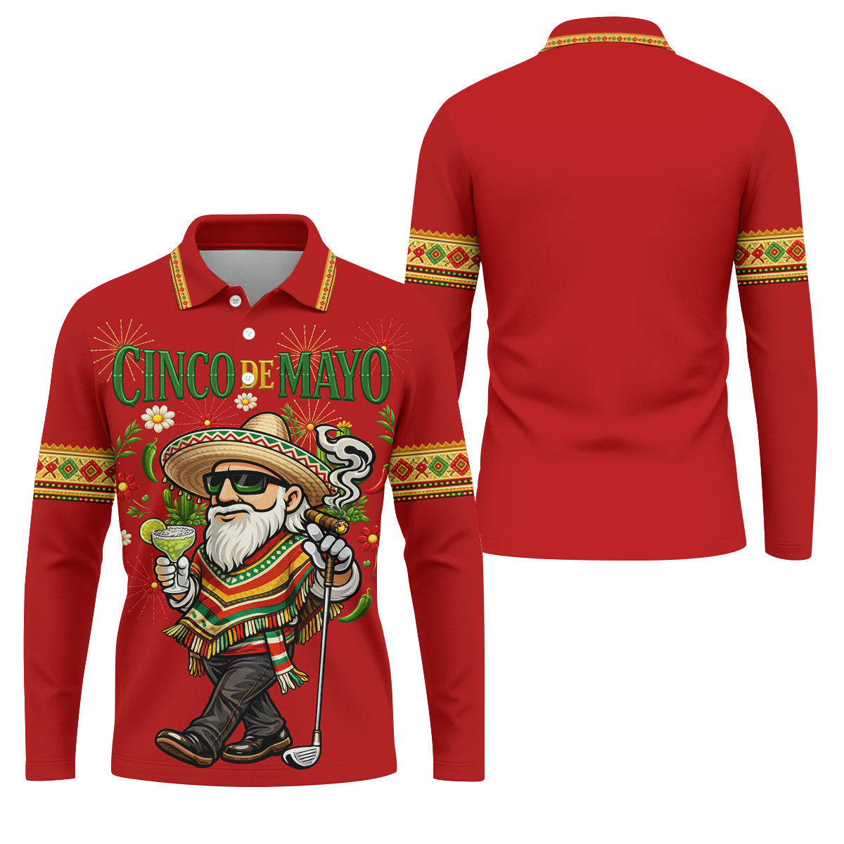 Margarita Man Cinco De Mayo Celebration Red Golf Shirt, Fiesta Theme Golf Shirts For Men