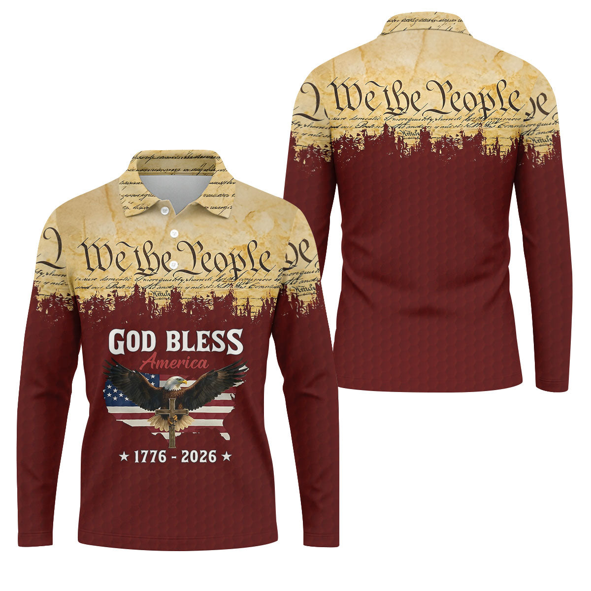 We The People God Bless America Patriotic Golf Shirt, 250 Years 4th Of July Golf Shirts For Men