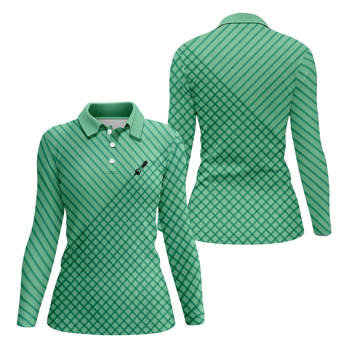 Lawn Mower Logo Cross Pattern Women's Golf Tops, Ladies Golf Shirts, Golfing Apparel