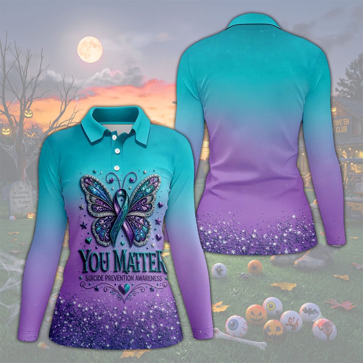 You Matter Suicide Prevention Awareness Butterfly Women’s Golf Polo, Suicide Golf Shirts