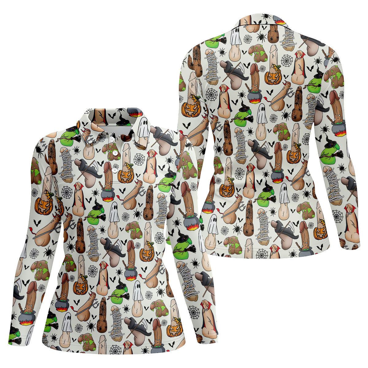 Funny Adult Halloween Pattern Golf Polo Shirt, Ladies Golf Tops, Golf Shirts For Women