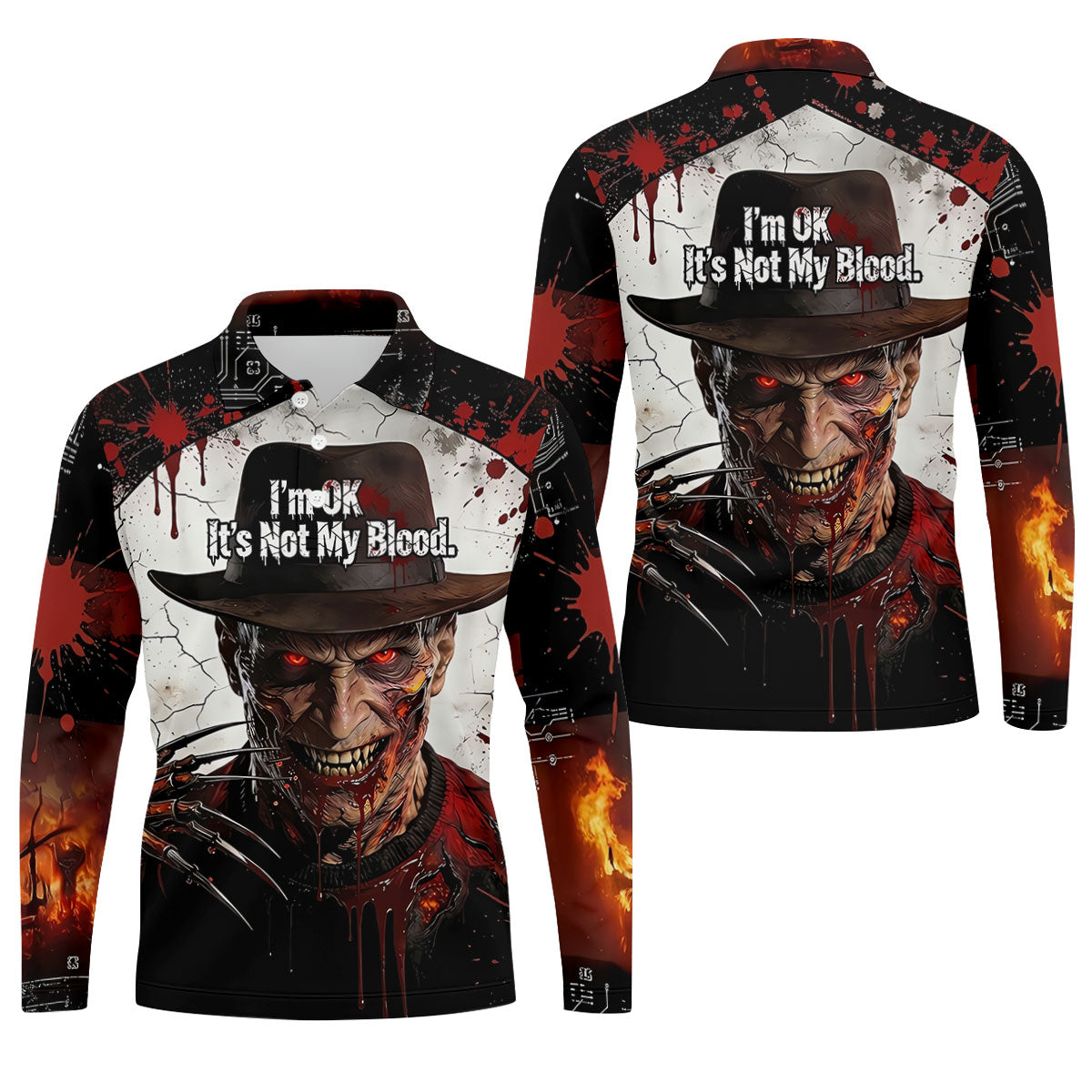 Im Ok Its Not My Blood Character Golf Polo Shirt, Halloween Golf Shirt, Mens Golf Polo