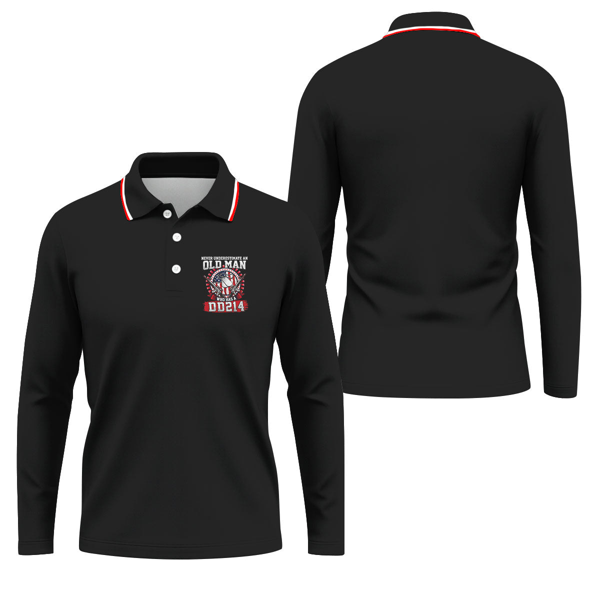 Never Underestimate An Old Man Who Was A DD214 Veterans Golf Shirts For Men, 250 Years Patriotic Golf Shirt