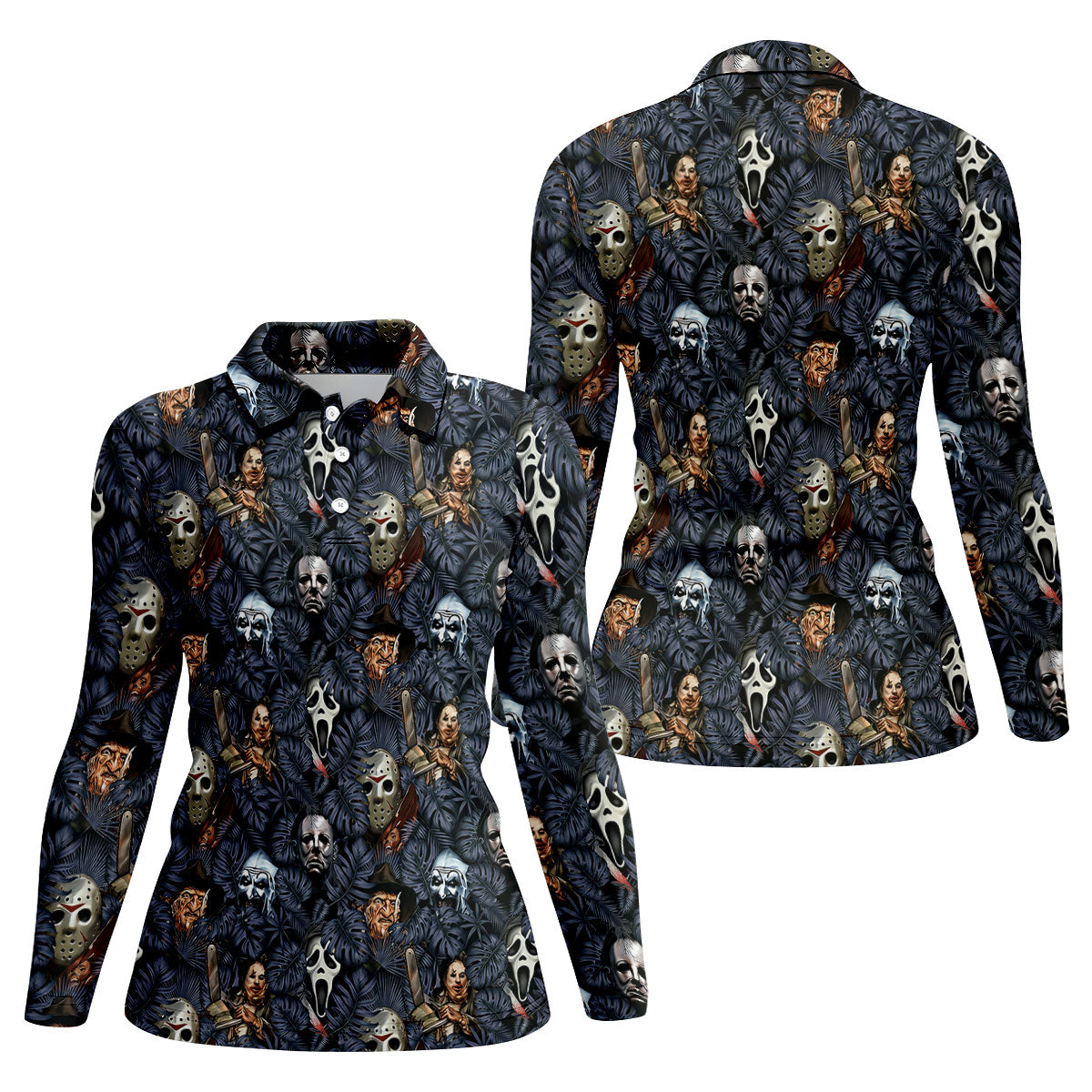 Tropical Horror Character Halloween Golf Shirt, Women's Golf Apparel, Golf Polo For Women