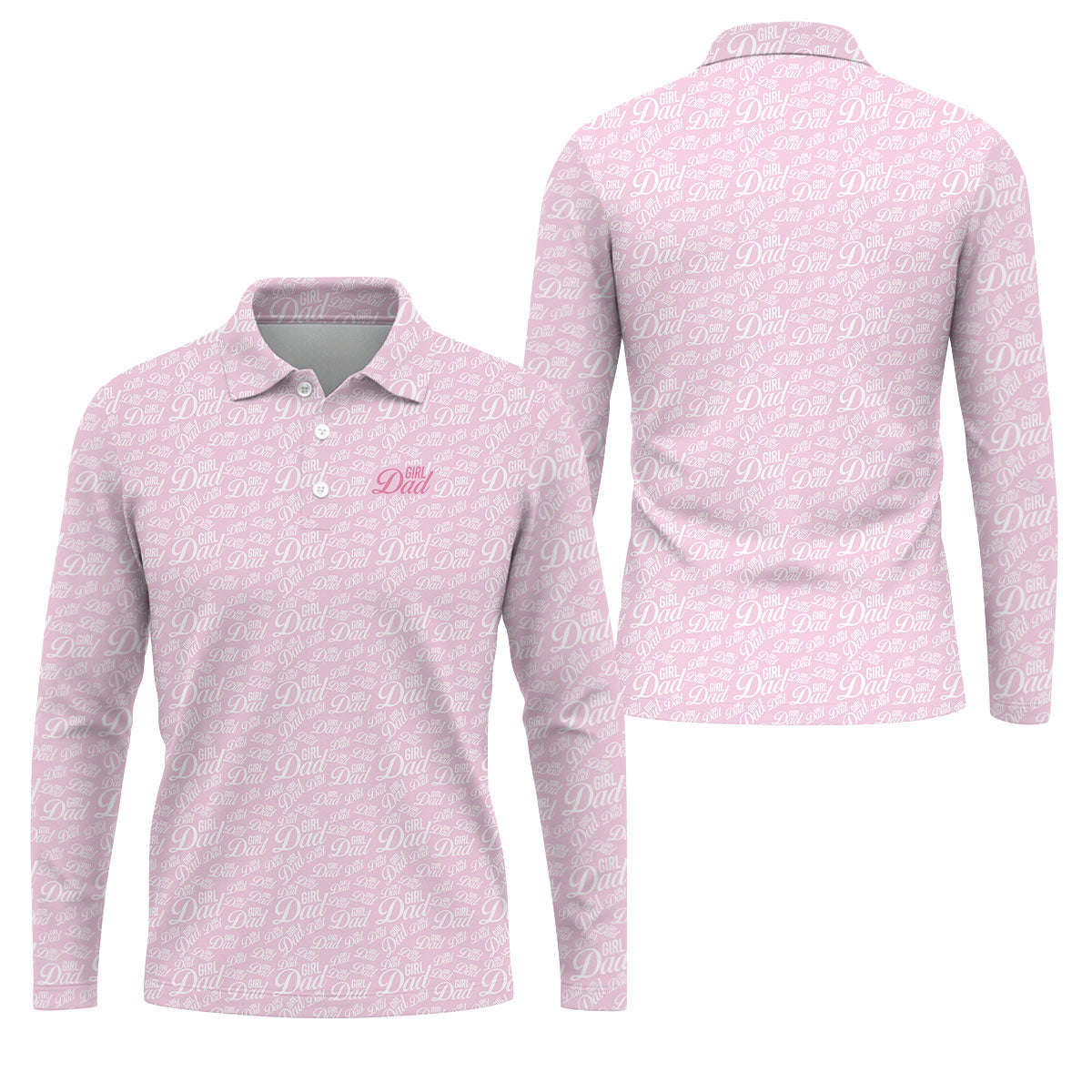 Pink Girl Dad All Over Print Golf Polo Shirt, Golf Polo Shirts For Men, Mens Golf Apparel