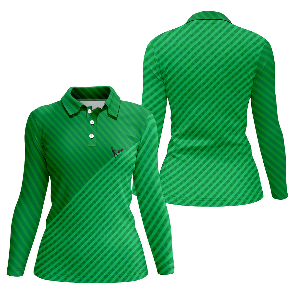 Lawn Mower Green Cross Stripe Women's Golf Tops, Ladies Golf Shirts, Women's Polo Shirt