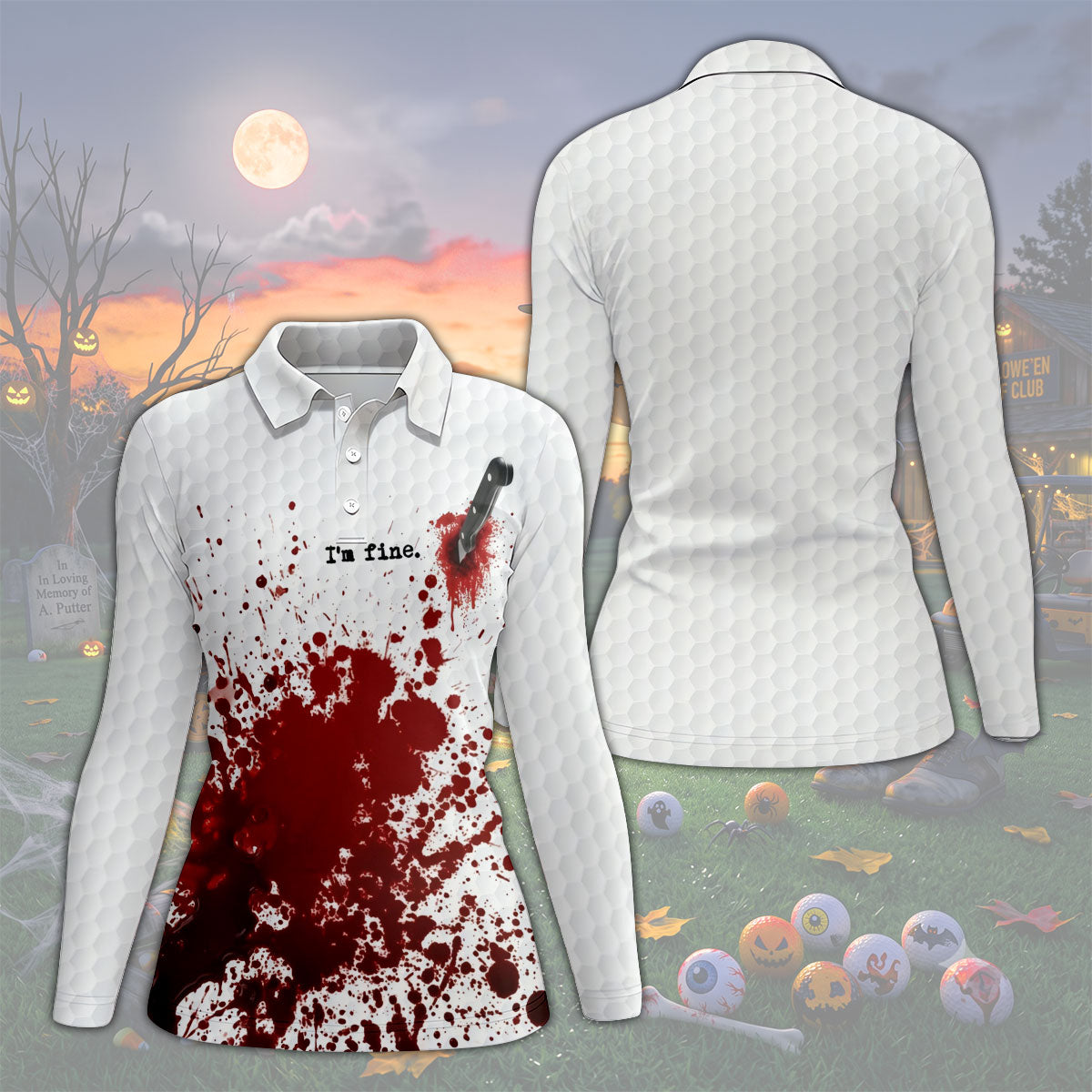 I'm Fine. Horror Golf Polo Shirt, Golf Shirts For Women, Women's Golf Apparel