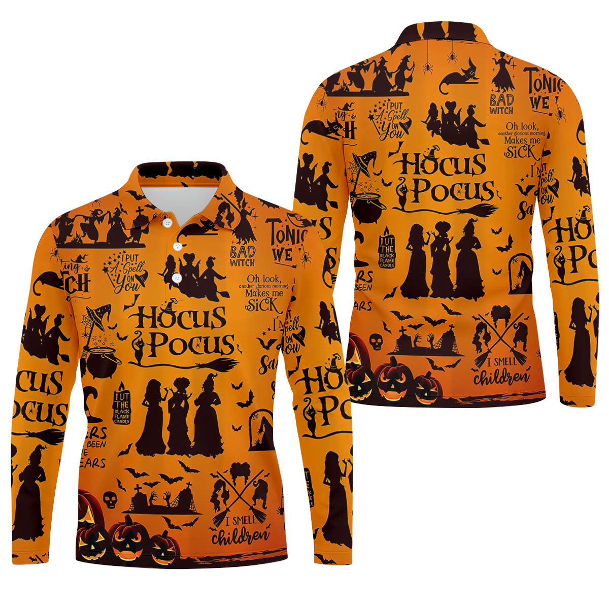 Hocus Pocus Horror Character Halloween Golf Polo Shirt, Spooky Shirt, Mens Golf Polo