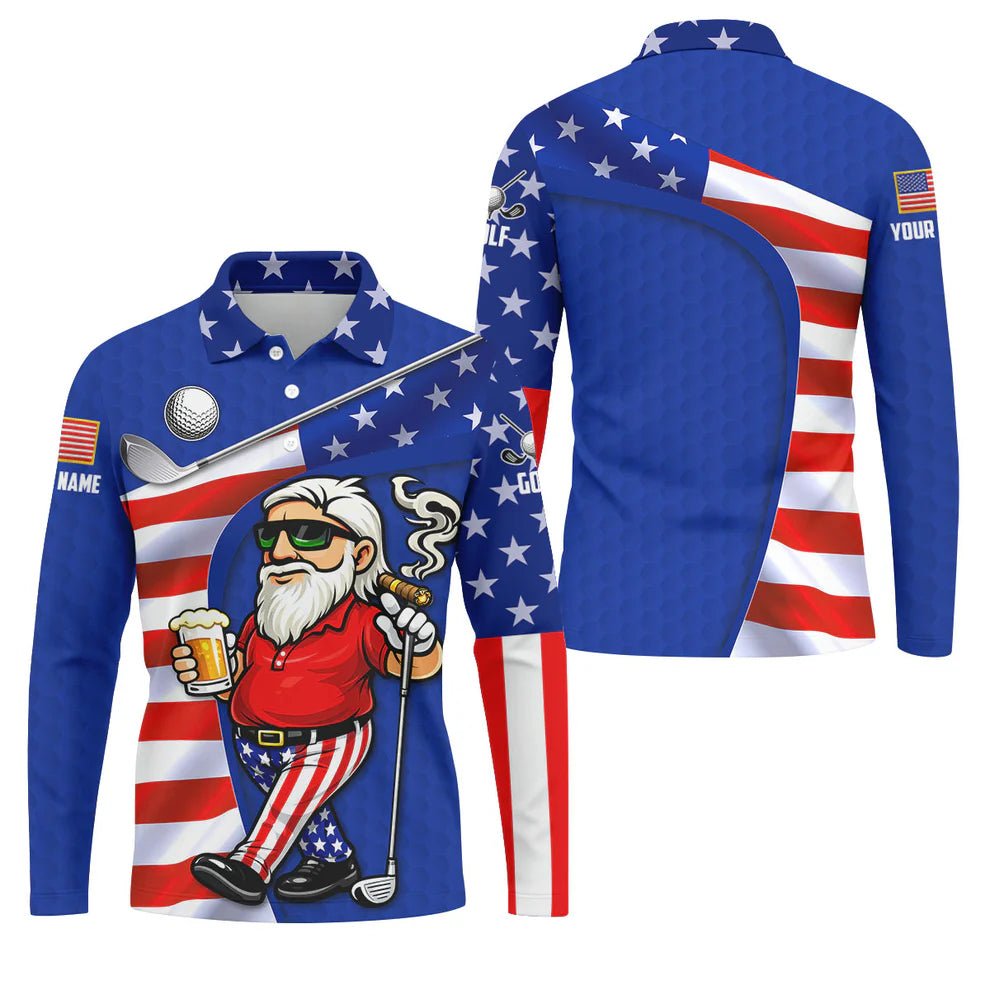 Funny Golf Shirt for Men – Patriotic Beer Drinker USA Flag Polo, Perfect 4th of July Gift for Golf Lovers