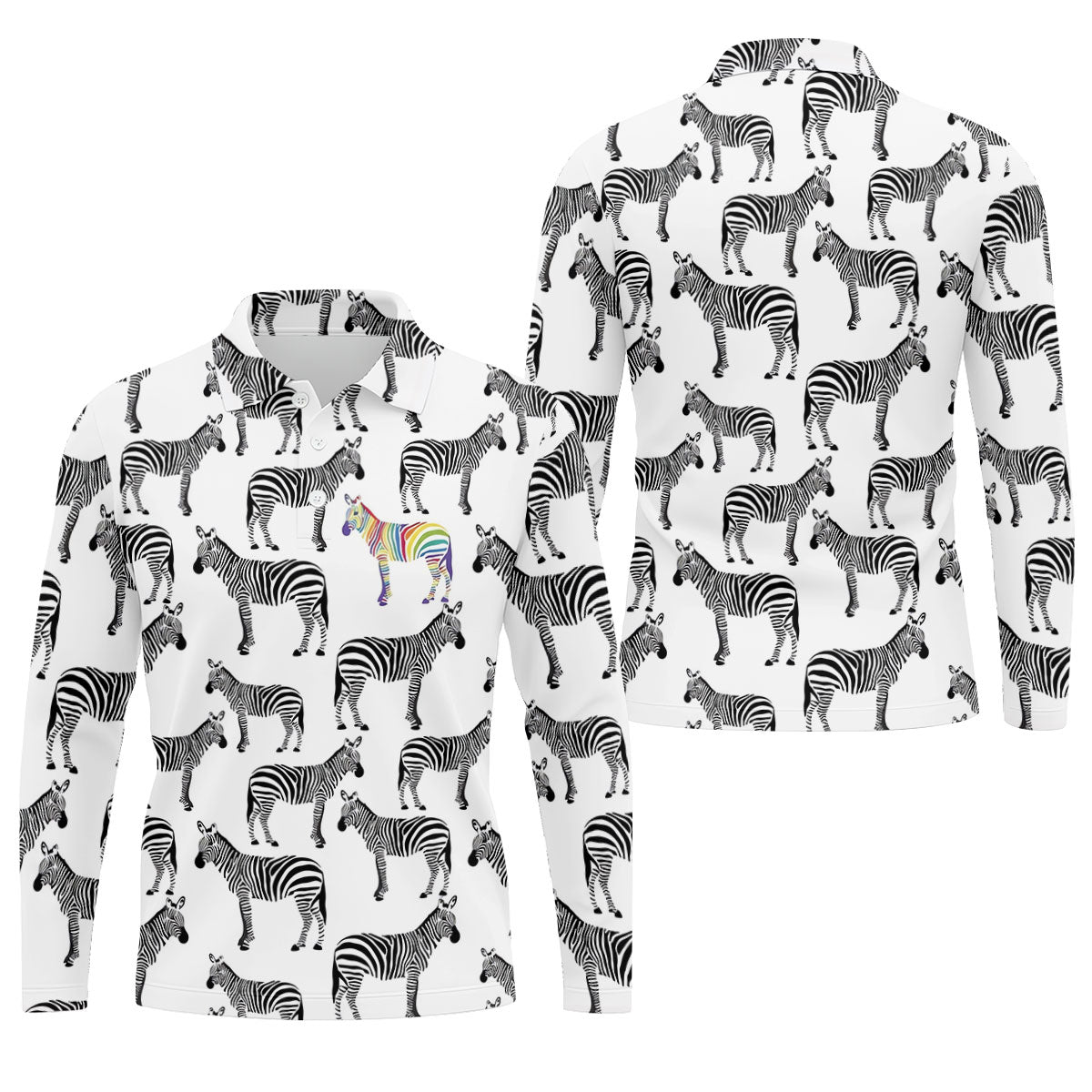 Rainbow Zebra Be Yourself Pride Month Support Golf Tops For Men, LGBT Community Polo Shirts For Men