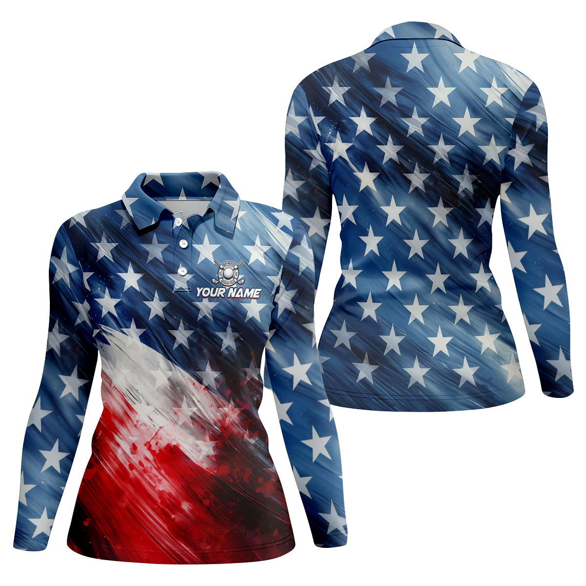 Red White Blue Gradient Art 4th Of July Patriotic Golf Shirt, 250 Years Golf Shirt For Women