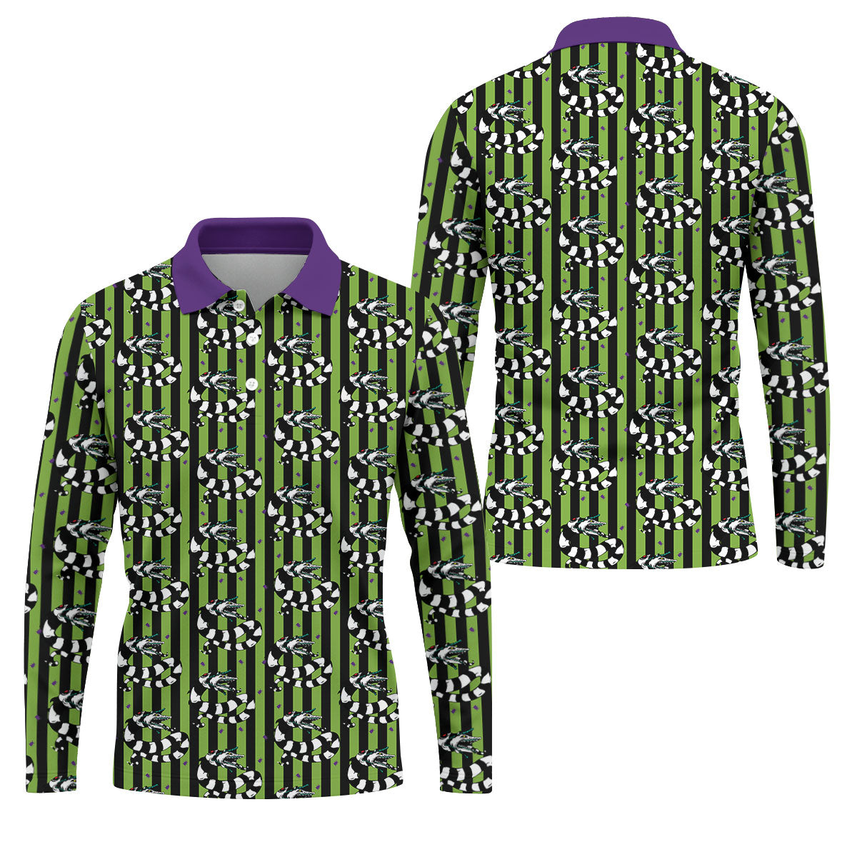 Beetle Stripe Snake Halloween Golf Polo Shirt for Men, Golf Polo Shirts For Men, Printed Golf Shirts