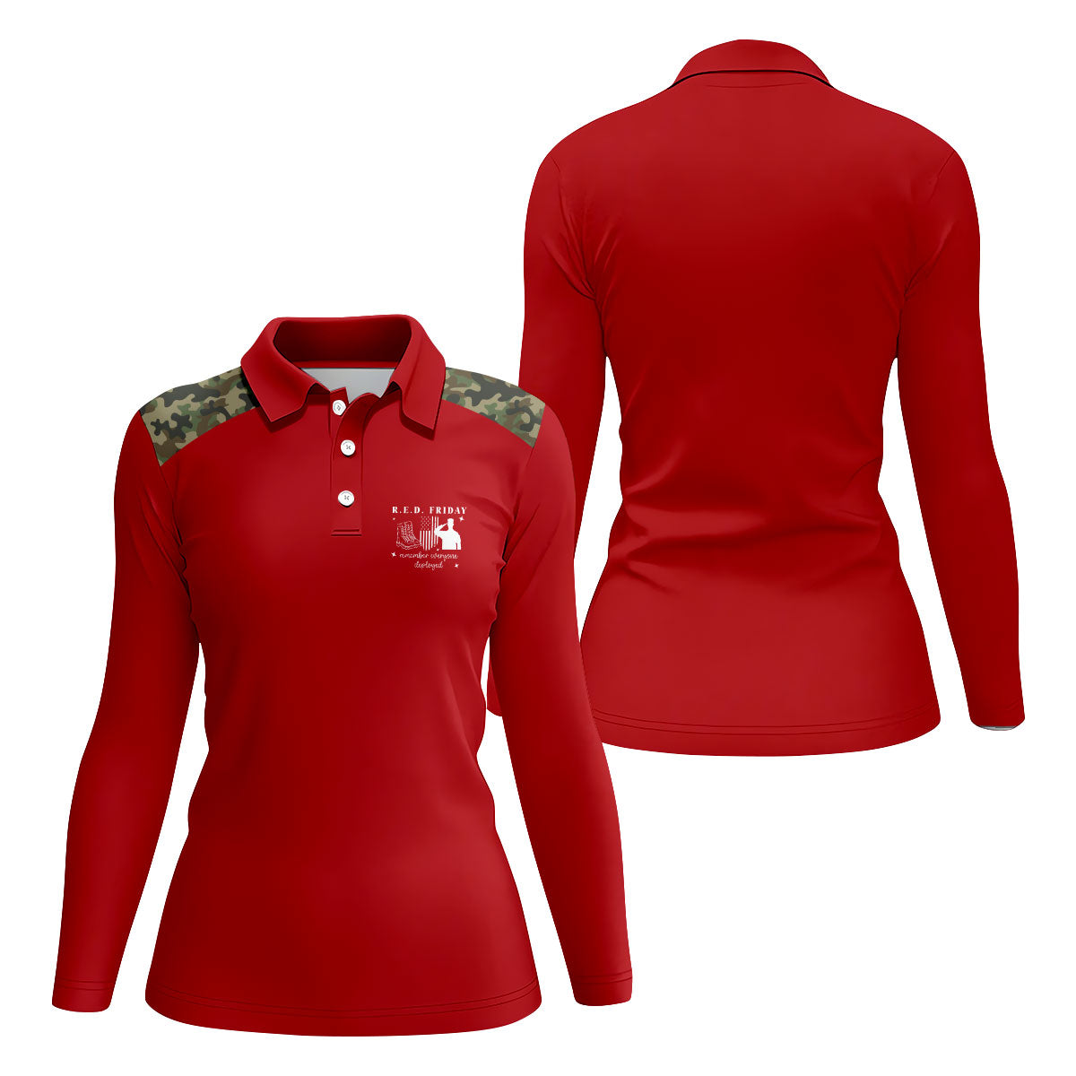 RED Friday Camo Red Patriotic 4th Of July Golf Shirt, 250th Anniversary Golf Shirt For Women