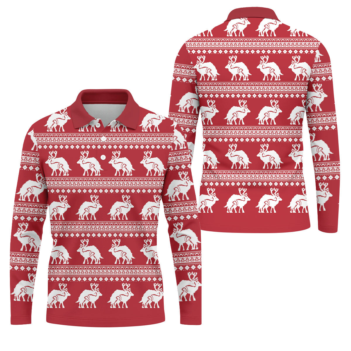 Reindeer Humping Seamless Pattern Golf Shirt, Christmas Golf Shirt, Golf Shirts For Men, Golf Gift For Men