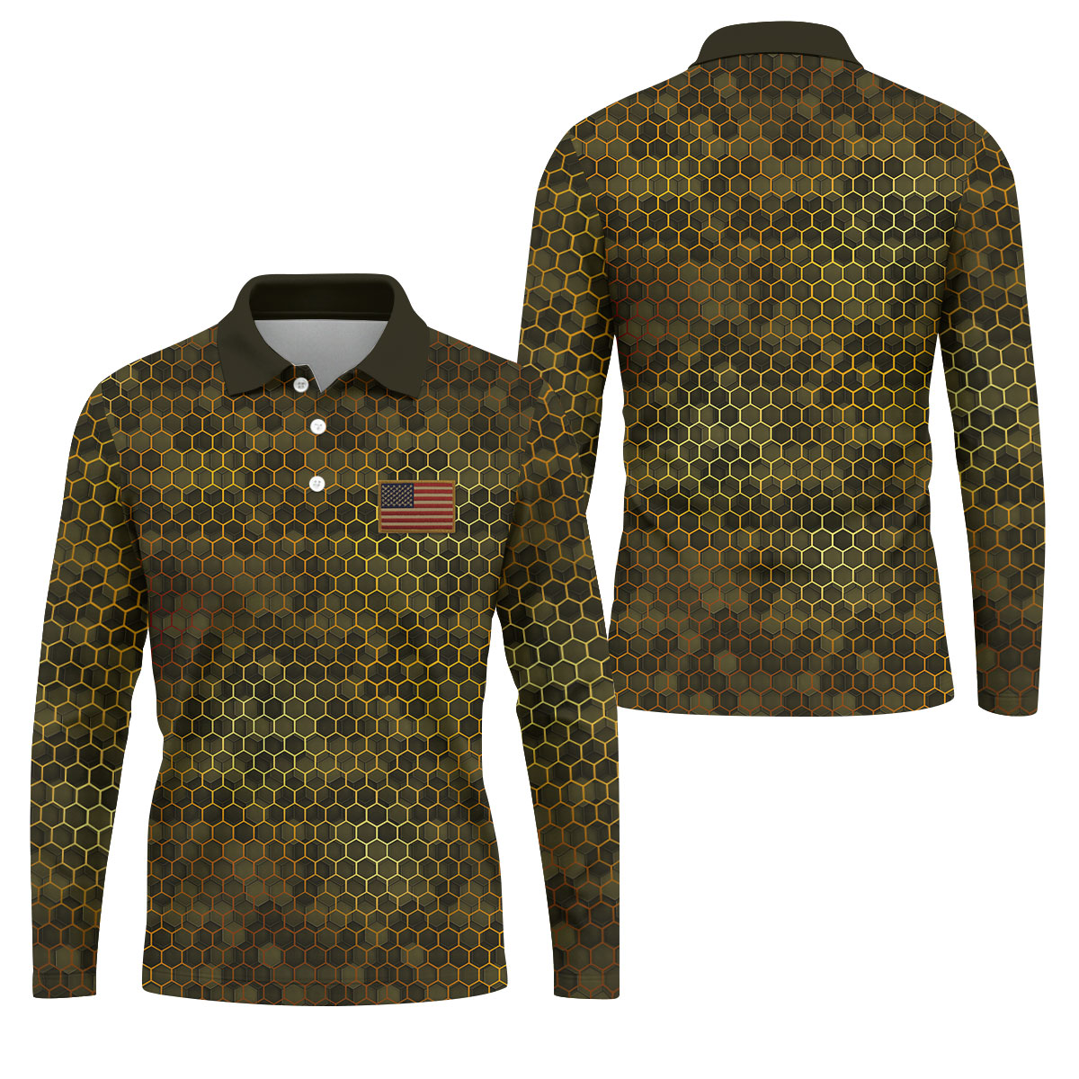 Hexagonal Camo Patriotic 4th Of July Golf Shirt, 250 Years Polo Shirts For Men