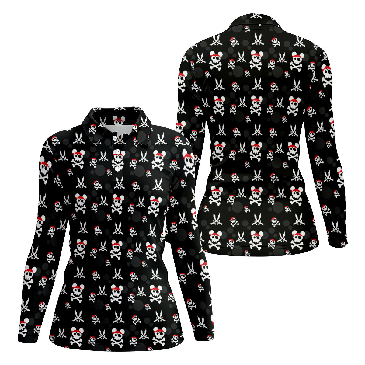 Pirate Skull Mouse Halloween Golf Polo Shirt, Halloween Horror Character, Women's Golf Polo