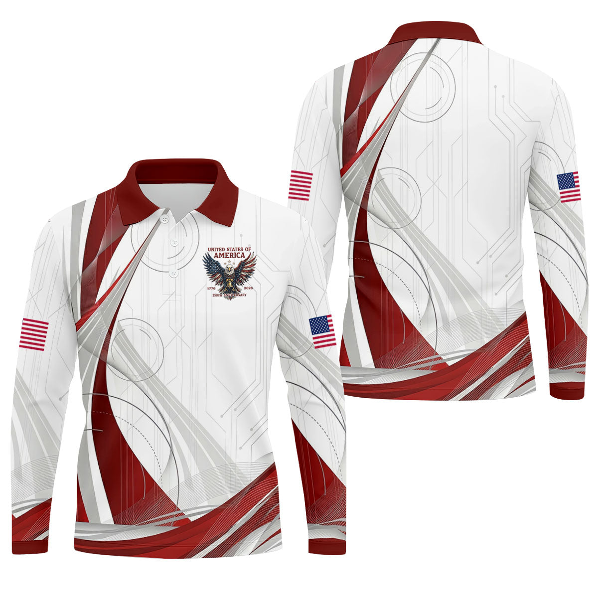 Vintage America 250 Eagle Golf Polo Shirt, Golf Shirts For Men, Mens Golf Polo