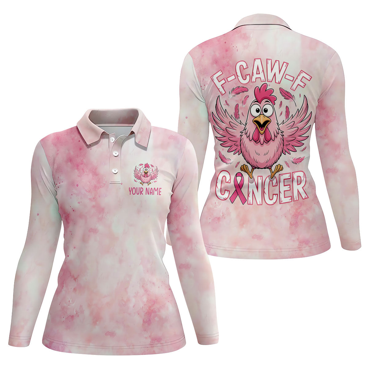 Custom F Caw F Breast Cancer Polo Shirt, Women’s Golf Polo, Printed Golf Shirt