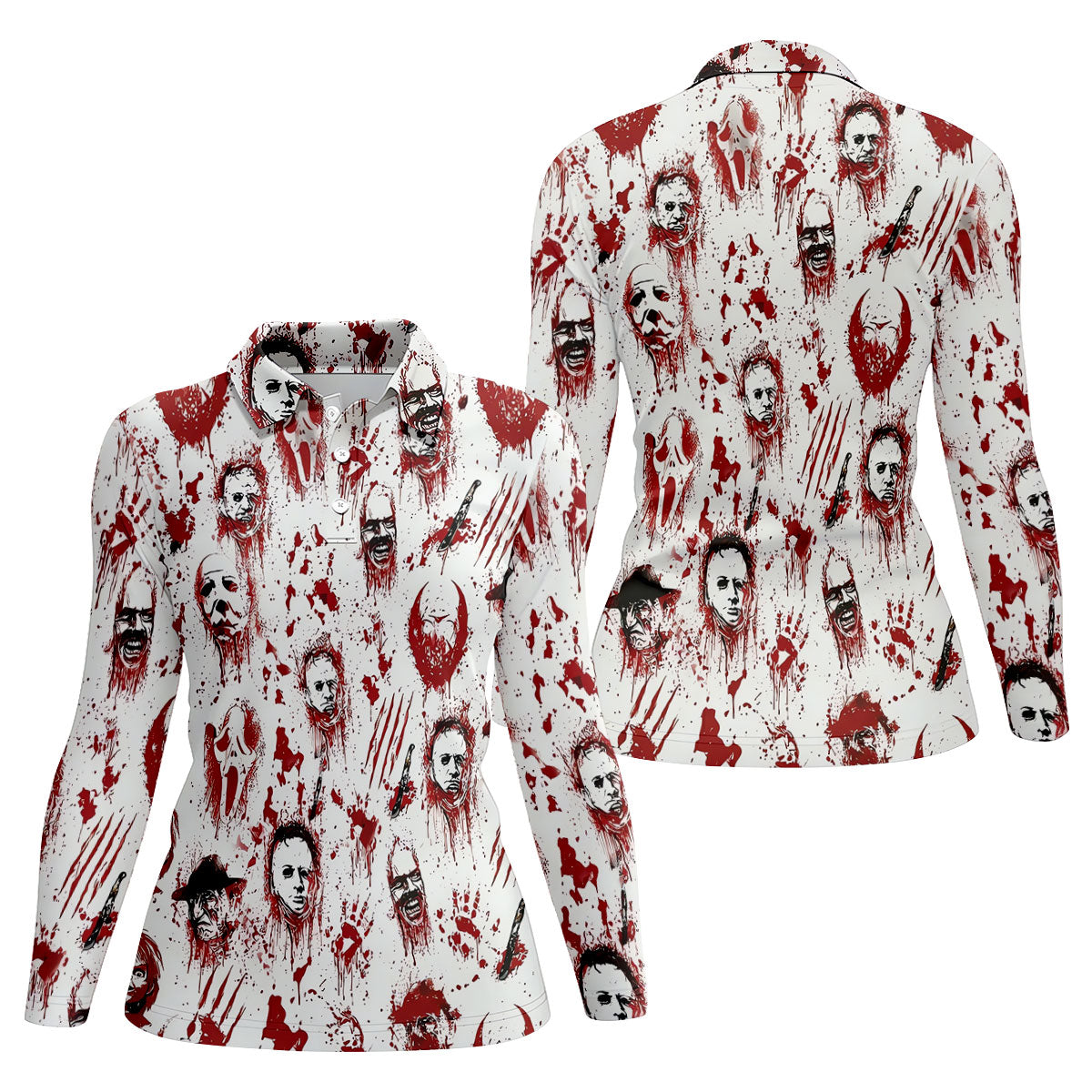 Bloody Horror Character Halloween Golf Shirt, Women's Golf Tops, Golf Shirts For Women