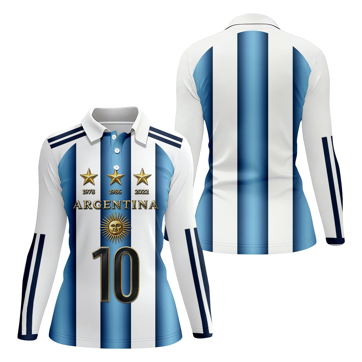 Argentina World Cup Sun Of May Ladies Golf Tops, Football Theme Golf Shirt For Women