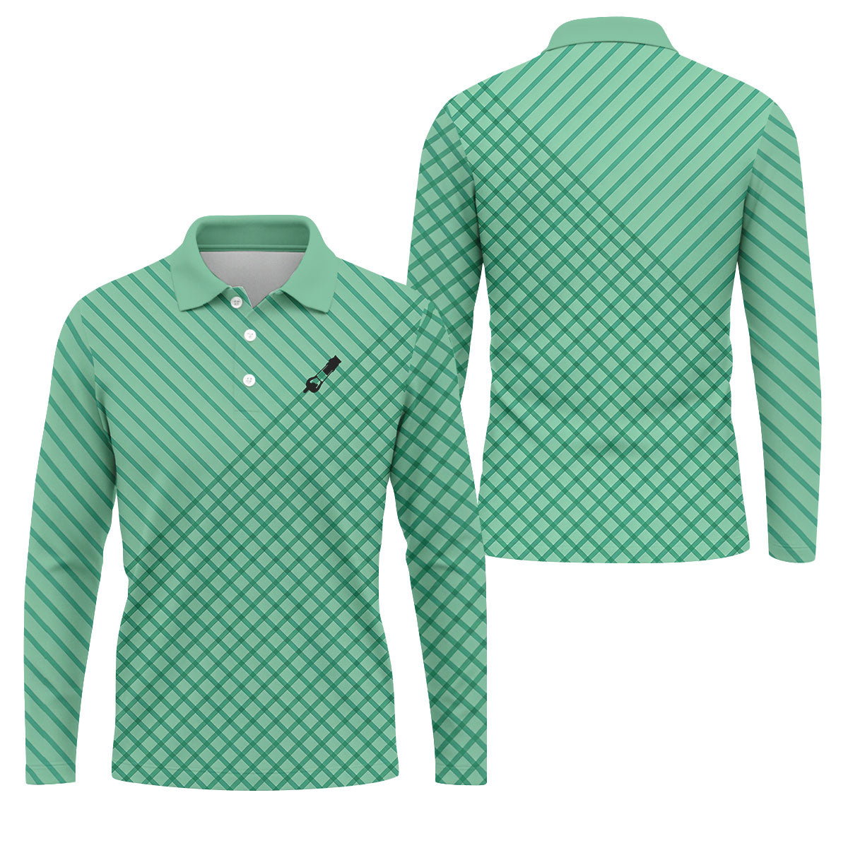 Turf Dad Lawn Mower Logo Cross Pattern Father's Day Golf Shirt, Dad Golf Shirt, Golf Gift For Dad