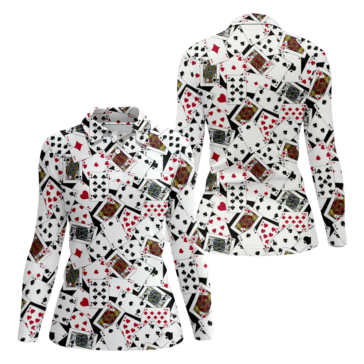 Playing Cards Poker Pattern Hawaiian Golf Shirt, Golf Polo For Women, Women’s Golf Apparel