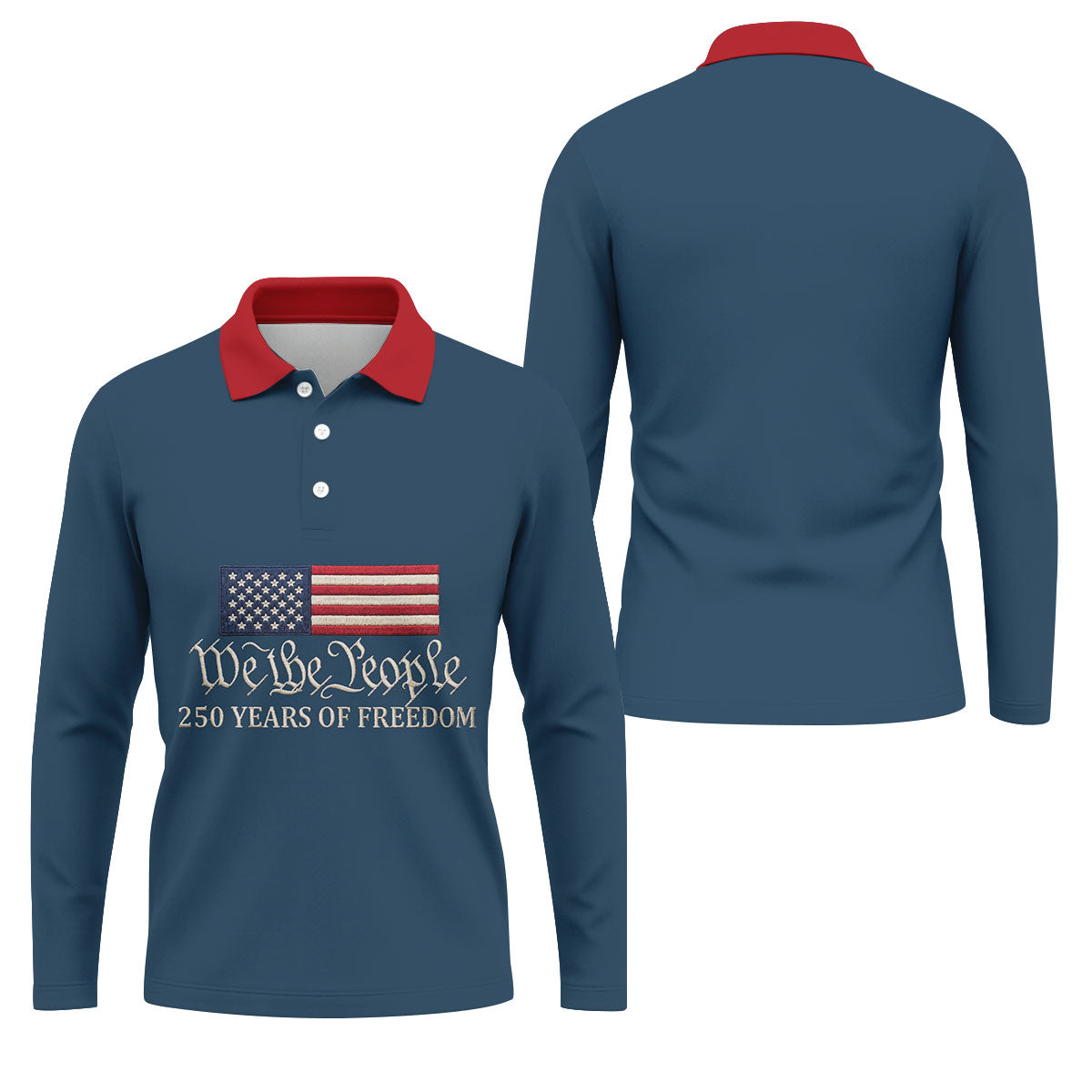 We The People 250 Years American Flag Golf Shirt, Patriotic 4th Of July Golf Shirts For Men