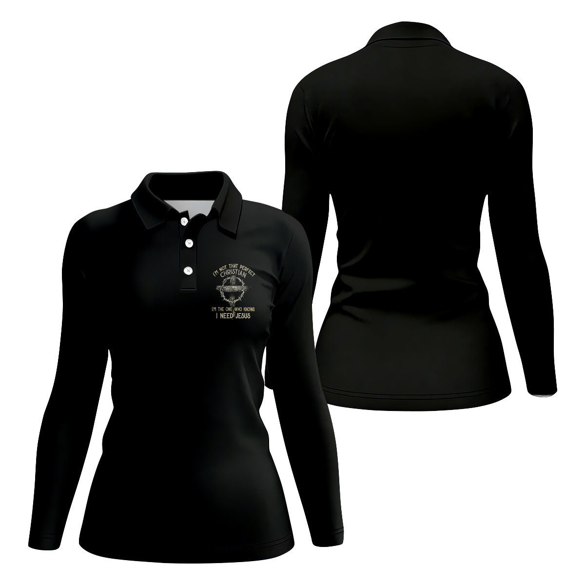 Funny Imperfect Christian Jesus Polo Shirt, Womens Golf Tops, Golf Shirts For Women
