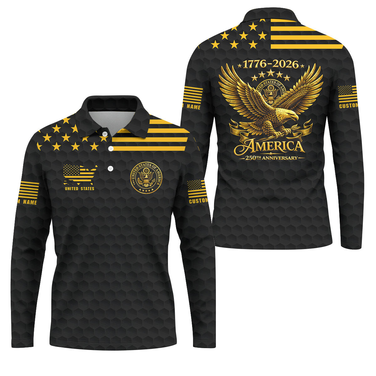 America 250th Anniversary Golf Ball Pattern Patriotic Golf Shirt, 4th Of July Golf Shirts For Men