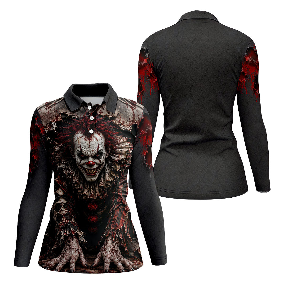 Torn Wall Horror Character Halloween Golf Shirt, Ladies Golf Tops, Women's Golf Polo