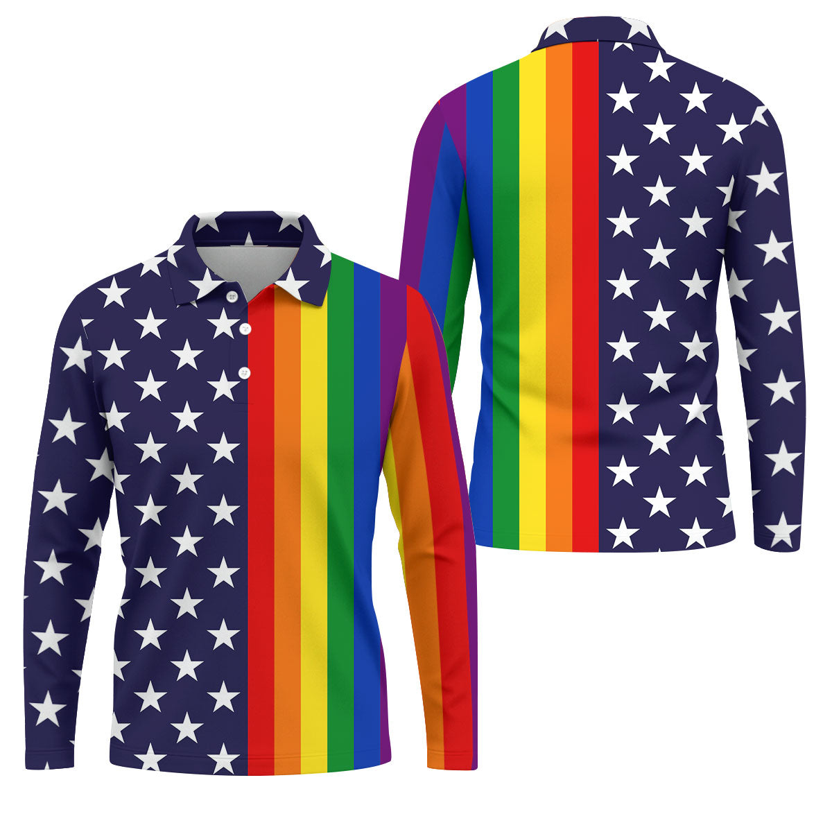 American Pride LGBT Support Golf Tops For Men, Pride Month Golf Shirts For Men