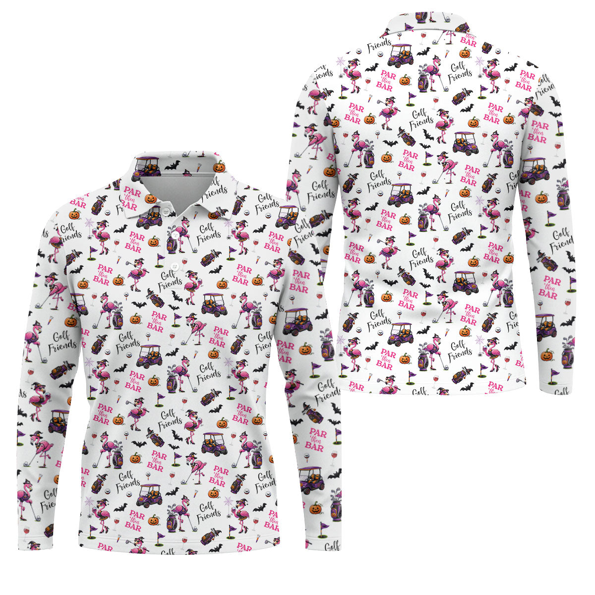 White Par Then Bar Flamingo Halloween Shirt, Mens Golf Apparel, Polo Shirts For Men