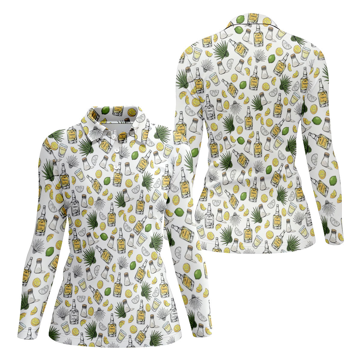 Tequila Lime Salt Cinco De Mayo Celebration Ladies Golf Tops, Drinking Party Golf Shirt For Women