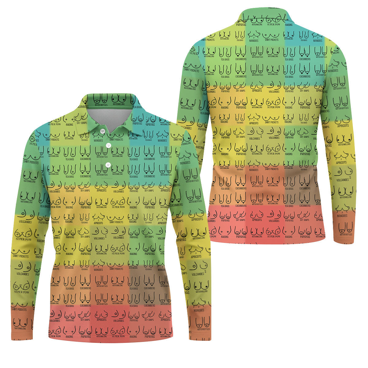 Watermelons Funny Boob Pattern Golf Polo Shirt, Men's Golf Shirt, Printed Golf Shirts