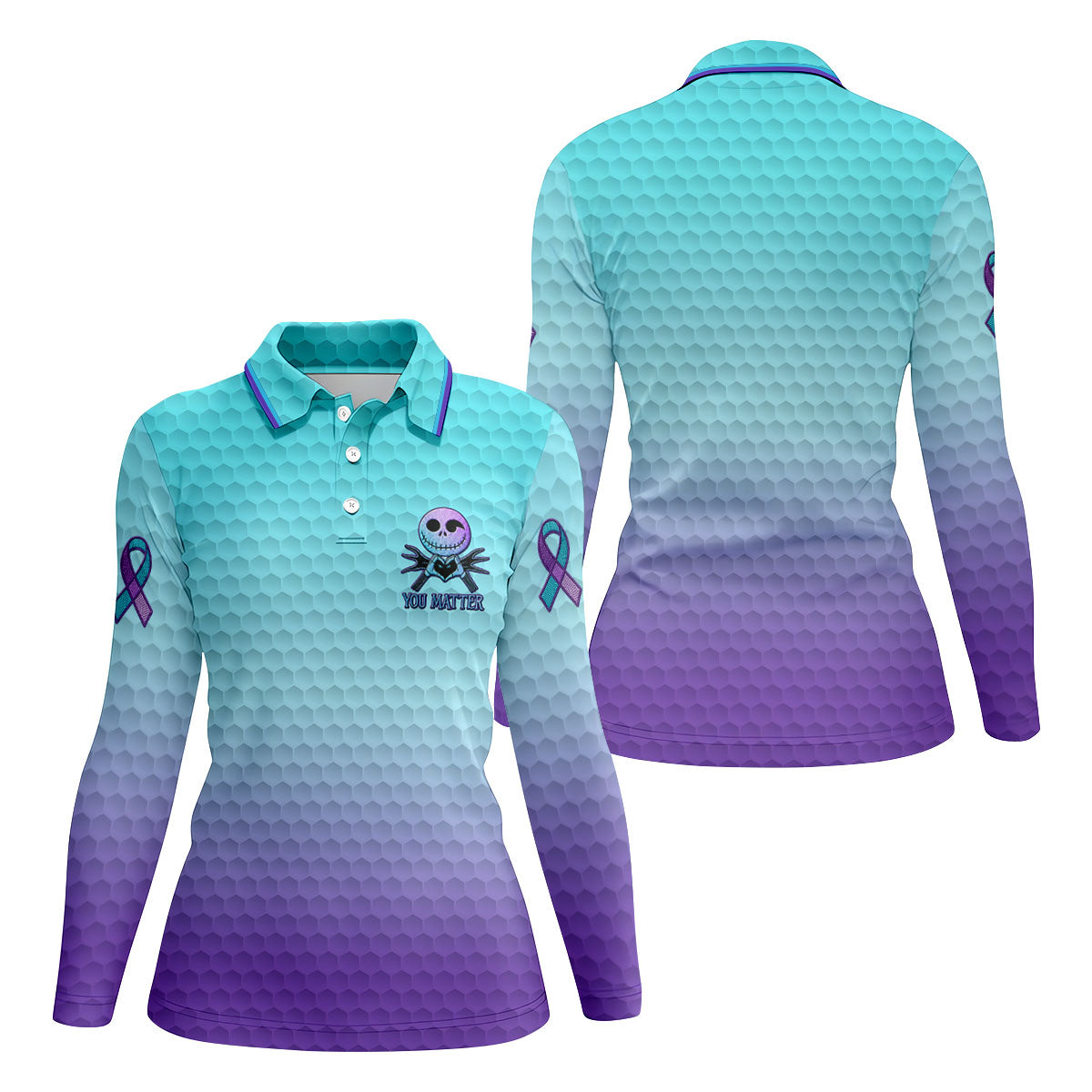 You Matter Suicide Prevention Skeleton Pocket Logo Golf Shirts For Women, Women’s Golf Polo