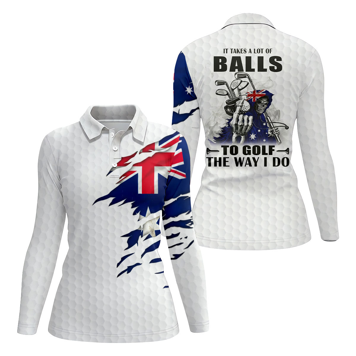 It Takes A Lot Of Ball To Golf The Way I Do Australia Flag Print Ladies Golf Tops, Golf Shirt For Women
