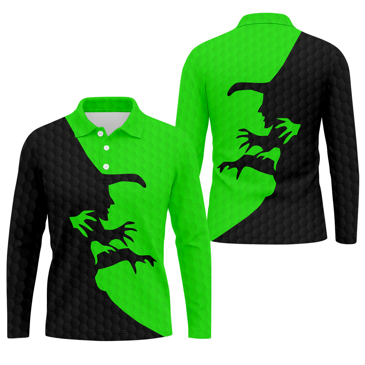 T-Rex Silhouette Halloween Golf Polo Shirt, Mens Golf Apparel, Hawaiian Golf Shirt