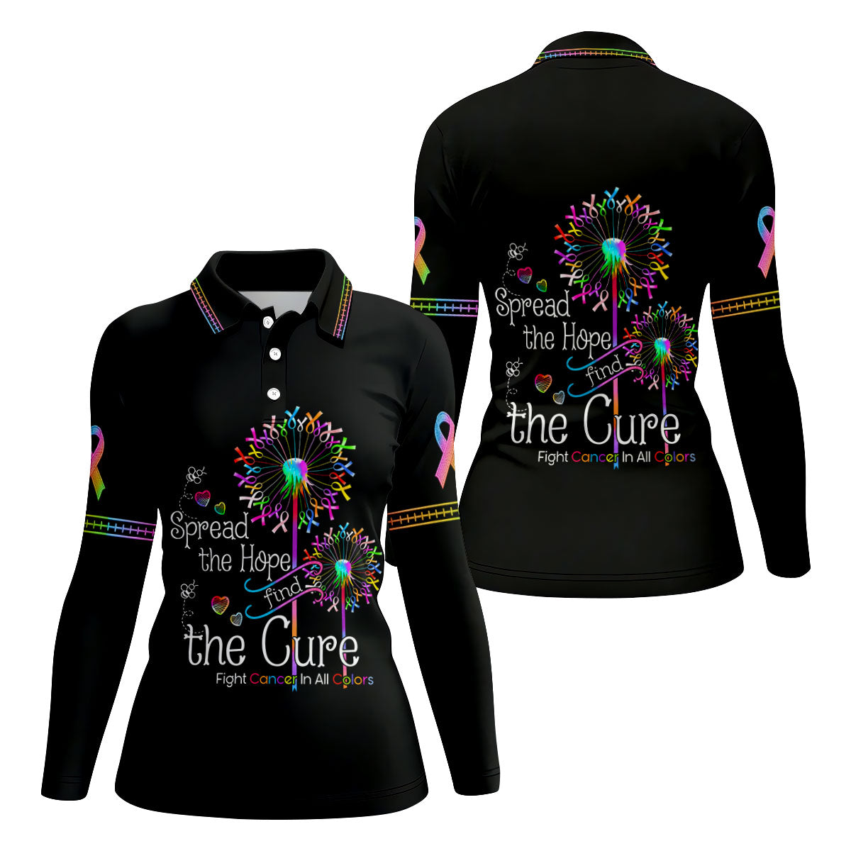 Spread The Hope Find The Cure Breast Cancer Awareness Golf Polo Shirt, Golf Shirts For Women