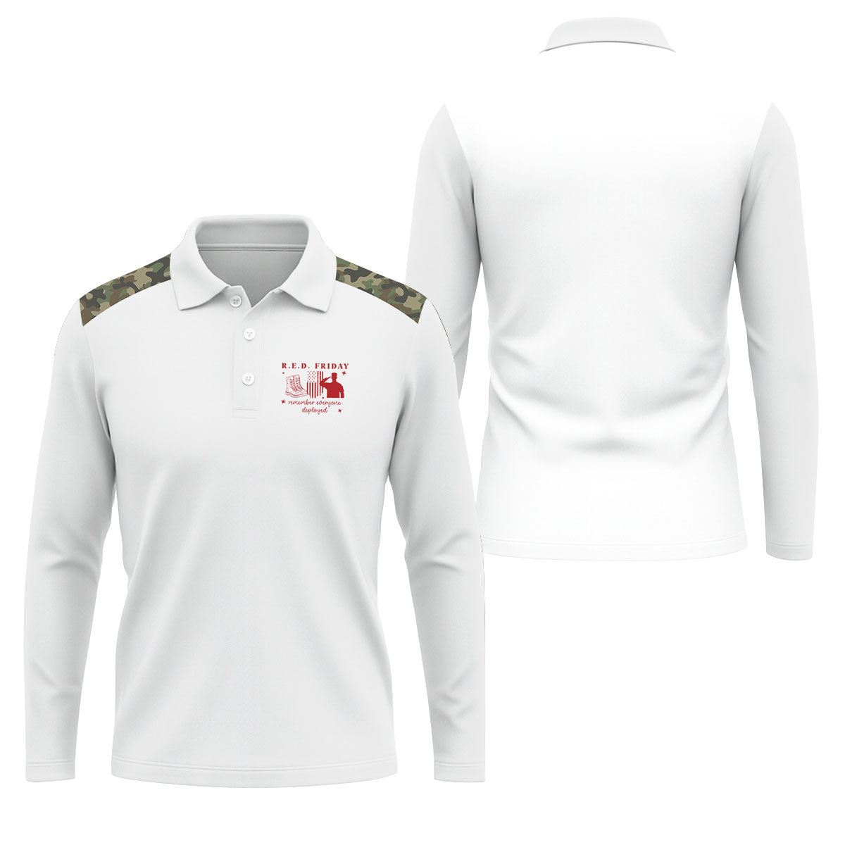 RED Friday Camo White Patriotic 4th Of July Golf Shirt, 250th Anniversary Golf Shirts For Men