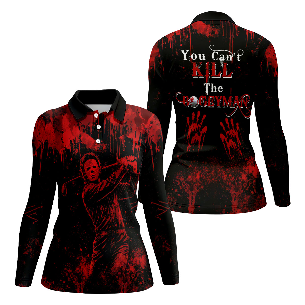 You Cant Kill The Bogeyman Horror Character Polo Shirt, Halloween Shirt, Women's Golf Polo